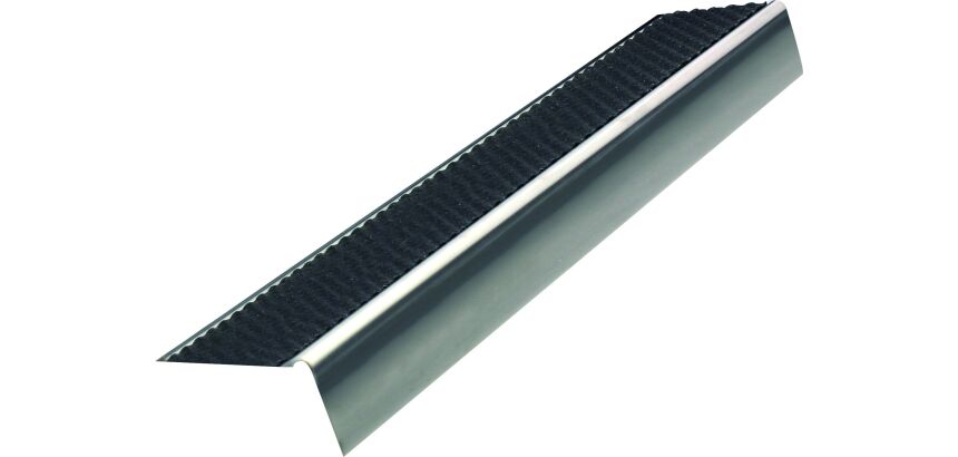 Nez de marche anti-dérapant nu en L inox 37 mm