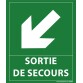 Panneau - sortie de secours - flèche bas à gauche - 300 x 250 mm