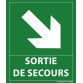 Panneau sortie de secours- flèche bas à droite - 300 x 250 mm