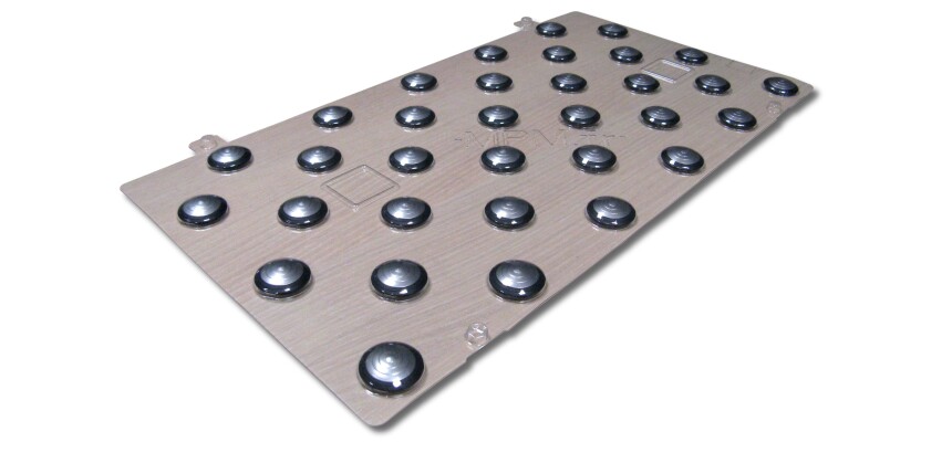 Plots podotactiles PODOKIT mixte Thermoplastiques et Inox auto-adhésifs en plaques