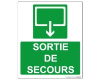 Panneau Sécurité - Sortie de secours - rectangle 300 *250 mm Photoluminescent  - PVC