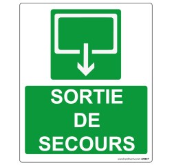 Panneau Sécurité - Sortie de secours - rectangle 300 *250 mm Photoluminescent