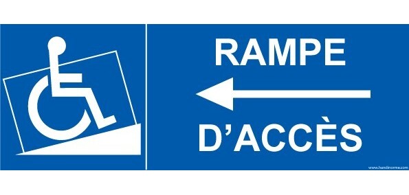 Panneau Rampe Accès PMR flèche à gauche