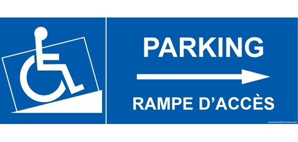 Panneau Parking avec rampe d'accès - Flèche droite