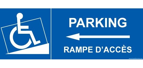 Panneau Picto Parking, rampe accès - Flèche gauche