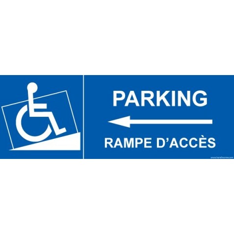 Panneau Picto Parking, rampe accès - Flèche gauche