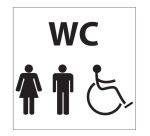 Pictogramme en aluminium brossé WC Homme / Femme / PMR - 150 x 150 mm