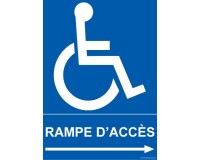 Panneau Rampe d'accès vers droite avec picto PMR