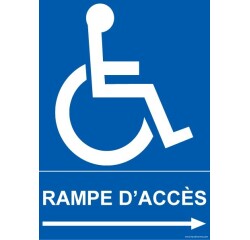 Panneau Rampe d'accès vers droite avec picto PMR