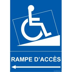 Panneau Rampe d'Accès Flèche gauche avec picto PMR  - 150 x 210 - Vinyle souple autocollant