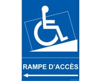 Panneau Rampe d'Accès Flèche gauche avec picto PMR