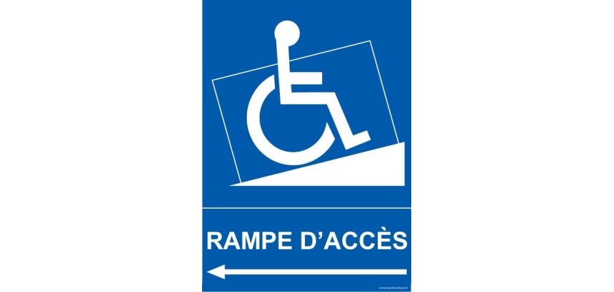 Panneau Rampe d'Accès Flèche gauche avec picto PMR
