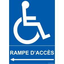 Panneau Rampe d'Accès Direction gauche avec Picto PMR