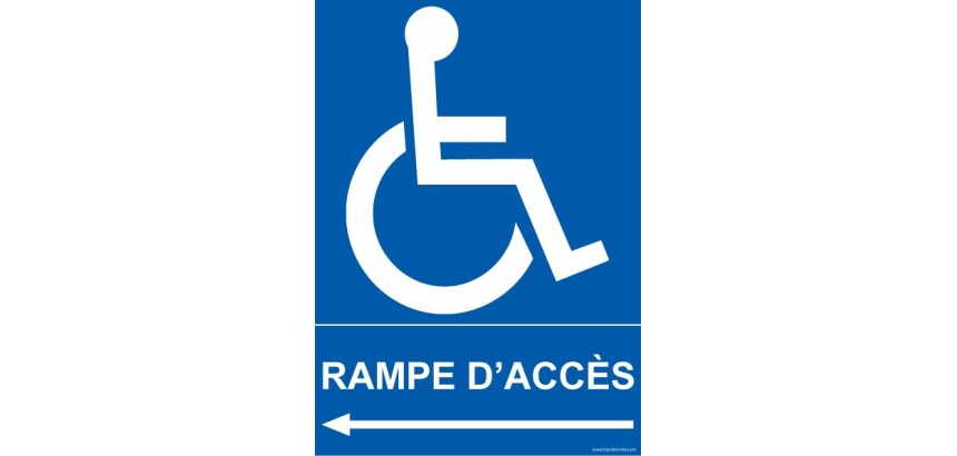 Panneau Rampe d'Accès Direction gauche avec Picto PMR