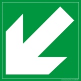 Signalétique évacuation flèche diagonale  (125 x 125 mm, PVC)