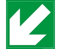 Signalétique évacuation flèche diagonale  (125 x 125 mm, PVC)