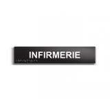 Infirmerie - Plaque de porte en braille et relief - 25 x 5cm  (Plaque noire)