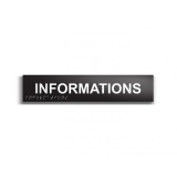 Informations - Plaque de porte en braille et relief - 25 x 5cm  (Plaque alu)