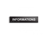 Informations - Plaque de porte en braille et relief - 25 x 5cm  (Plaque noire)