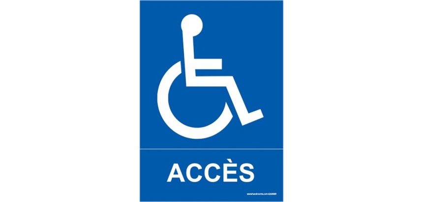 Panneau Design - Accès - Flèche gauche + Picto Handicapé