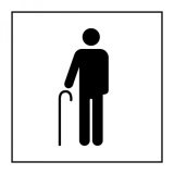 Pictogramme PI PF 055 - Accès prioritaire aux personnes âgées - ISO 7001 en Gravoply  (350 x 350 mm, Blanc)