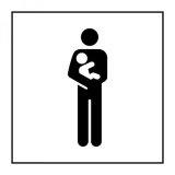 Pictogramme PI PF 058 - Accès prioritaire aux personnes avec enfant en bas âge - ISO 7001 en Gravoply  (350 x 350 mm, Blanc)