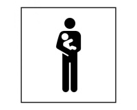 Pictogramme PI PF 058 - Accès prioritaire aux personnes avec enfant en bas âge - ISO 7001 en Gravoply  (350 x 350 mm, Blanc)