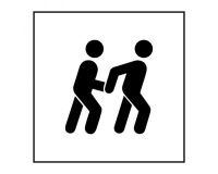 Pictogramme PI PF 047 - Accessibilité, assistant personnel disponible - ISO 7001 en Gravoply  (125 x 125 mm, Blanc)