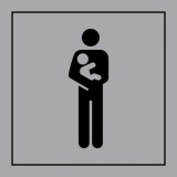 Pictogramme PI PF 058 - Accès prioritaire aux personnes avec enfant en bas âge - ISO 7001 en Gravoply  (350 x 350 mm, Gris)