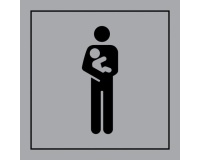 Pictogramme PI PF 058 - Accès prioritaire aux personnes avec enfant en bas âge - ISO 7001 en Gravoply  (350 x 350 mm, Gris)