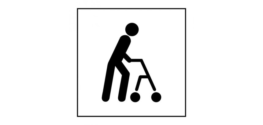 Pictogramme PI PF 045 - Accessibilité, capacité de déplacement à pied limitée - ISO 7001 en Gravoply