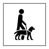 Pictogramme PI PF 046 - Accessibilité, chien guide ou d'assistance - ISO 7001 en Gravoply  (350 x 350 mm, Blanc)