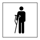 Pictogramme PI PF 056 - Accès prioritaire aux personnes blessées - ISO 7001 en Gravoply  (350 x 350 mm, Blanc)