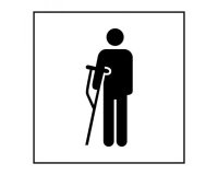 Pictogramme PI PF 056 - Accès prioritaire aux personnes blessées - ISO 7001 en Gravoply  (350 x 350 mm, Blanc)