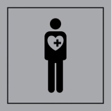 Pictogramme PI PF 057 - Accès prioritaire aux personnes souffrant de troubles graves - ISO 7001 en Gravoply  (350 x 350 mm, Gris)