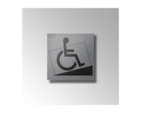 Panneau signalétique relief et braille Accés rampe + picto Handicapé  (Gris)