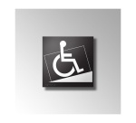 Panneau signalétique relief et braille Accés rampe + picto Handicapé