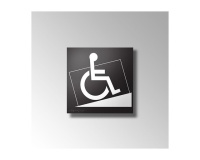 Panneau signalétique relief et braille Accés rampe + picto Handicapé  (Noir)