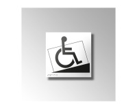 Panneau signalétique relief et braille Accés rampe + picto Handicapé  (Blanc)