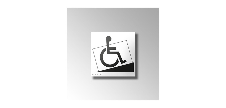 Panneau signalétique relief et braille Accés rampe + picto Handicapé