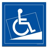 Panneau signalétique Accès rampe pour Handicapé  (250 x 250 mm, PVC)
