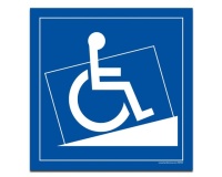 Panneau signalétique Accès rampe pour Handicapé  (250 x 250 mm, PVC)