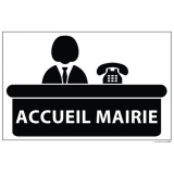 Signalétique information - ACCUEIL MAIRIE+ symbole - fond blanc 300 x 200 mm  (PVC)