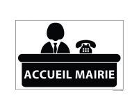 Signalétique information - ACCUEIL MAIRIE+ symbole - fond blanc 300 x 200 mm  (PVC)