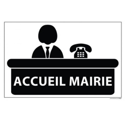 Signalétique information - ACCUEIL MAIRIE+ symbole - fond blanc 300 x 200 mm