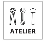 Signalétique information - ATELIERS - fond blanc 250 x 250 mm