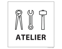 Panneau d'information - Pictogramme Ateliers - 250 x 250 mm