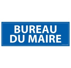 Signalétique information - BUREAU DU MAIRE - fond bleu 210 x 75 mm
