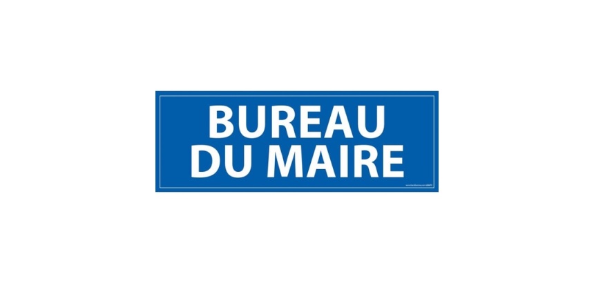 Signalétique information - BUREAU DU MAIRE - fond bleu 210 x 75 mm