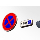 Kit Panneau de Prescription B6d et Panonceau M6h : Arrêt et Stationnement Interdit sauf PMR  (Rectangulaire)